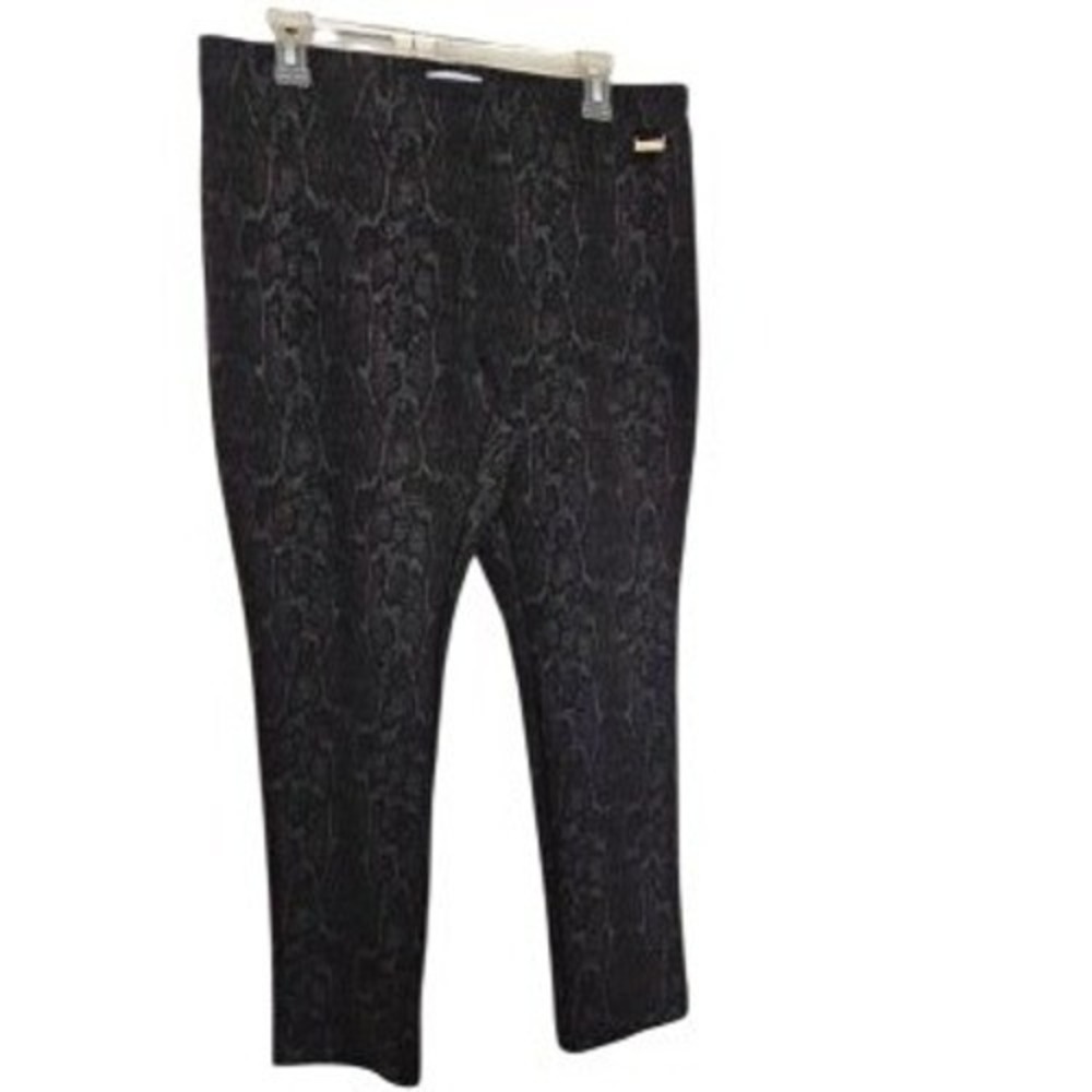 Calvin Klein Women's Snakeskin Print Pull On Slim Leg Pants Grey Black  Large